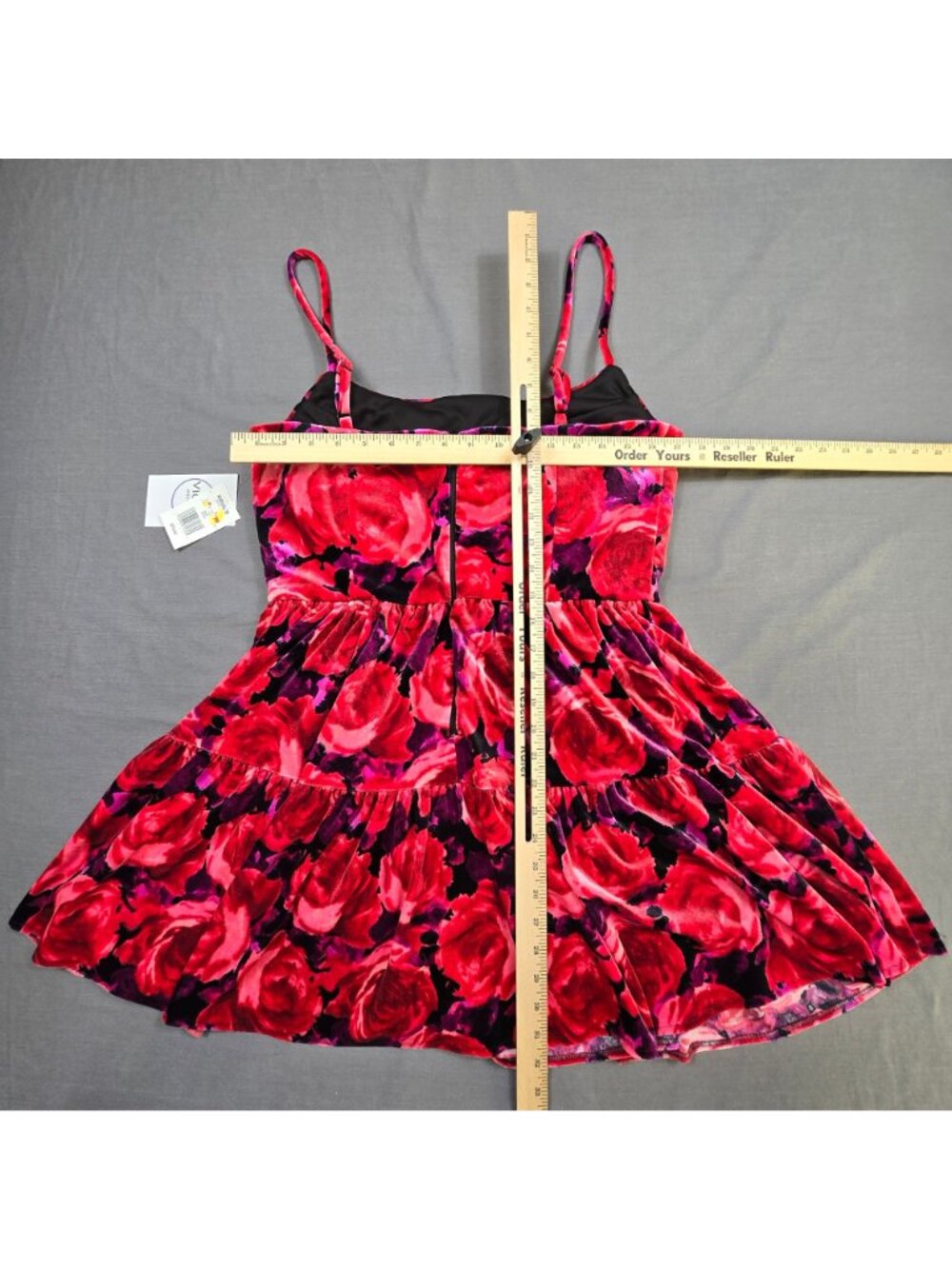 NEW Violet Weekend Velvet Floral Mini Party Dress Pink Black 13/14 - Picture 5 of 5